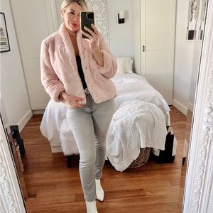 Heartloom Pale Blush Pink Faux Fur Coat Jacket Petite Small New NWT
